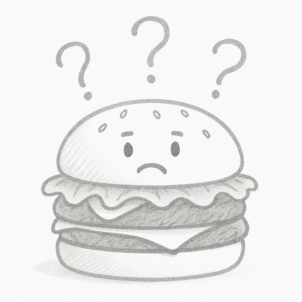 Burger avec points d'interrogation
